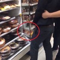 An idiotic man was photographed peeing in the bento corner of a Family Mart in Nagoya.